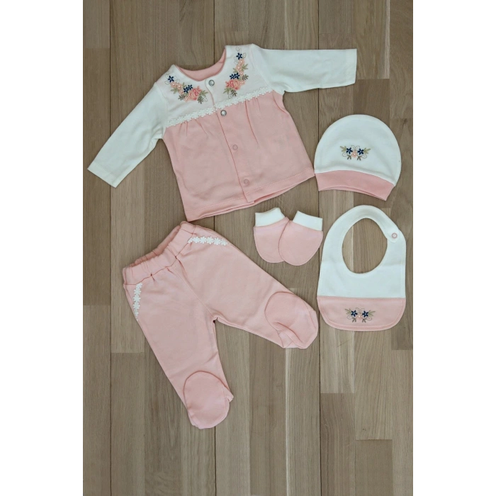 Kız Bebek Organik Natural Somon 5 Li Hastane Çıkışı