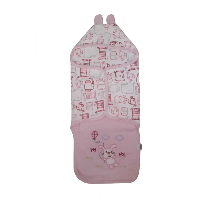 Kız Bebek Için Kapşonlu Penye Kundak Battaniye