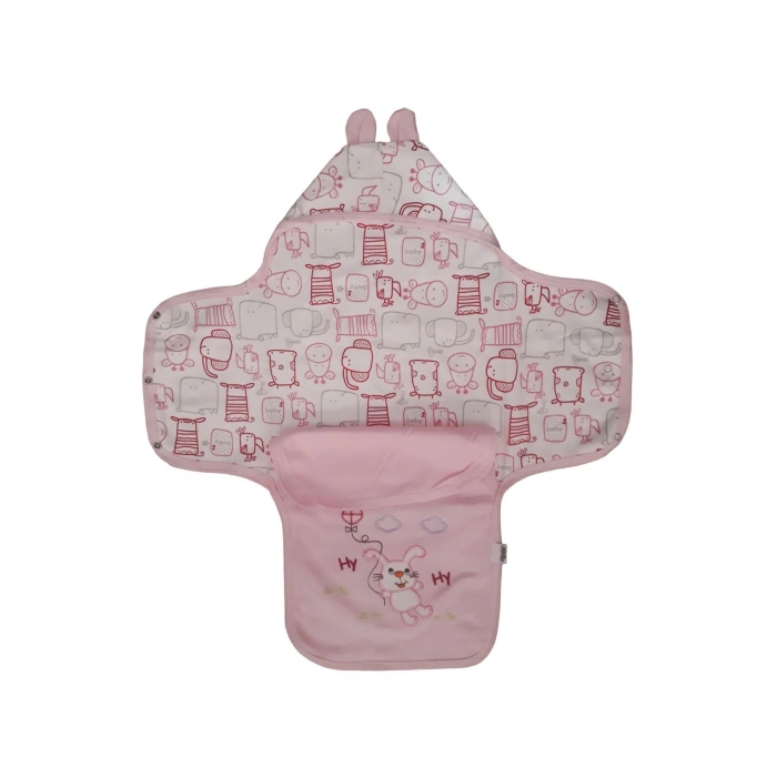 Kız Bebek Için Kapşonlu Penye Kundak Battaniye