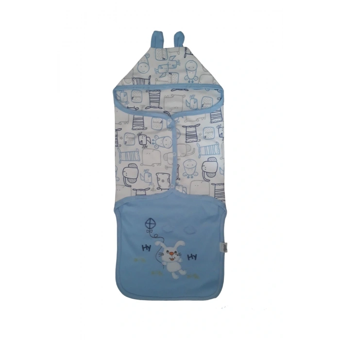 Erkek Bebek Için Kapüşonlu Penye Kundak Battaniye