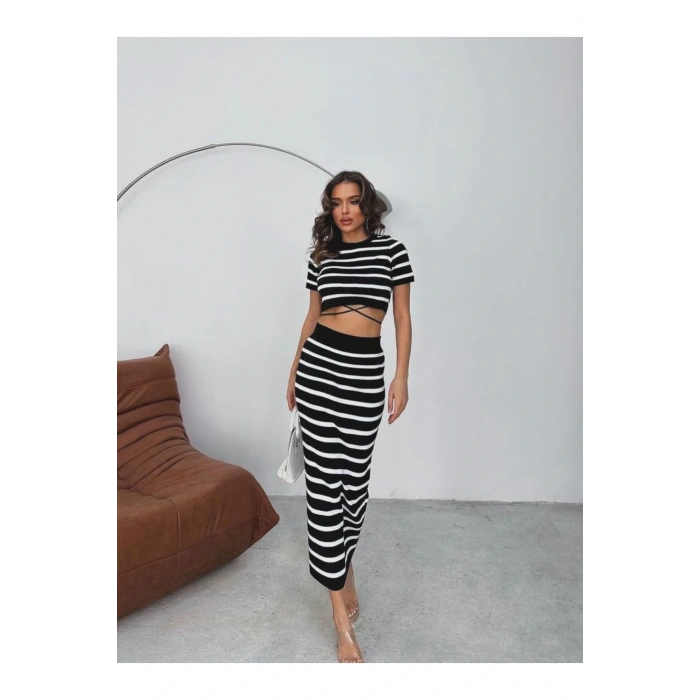 KADIN BELDEN BAĞLAMALI ETEKLİ TRİKO TAKIM