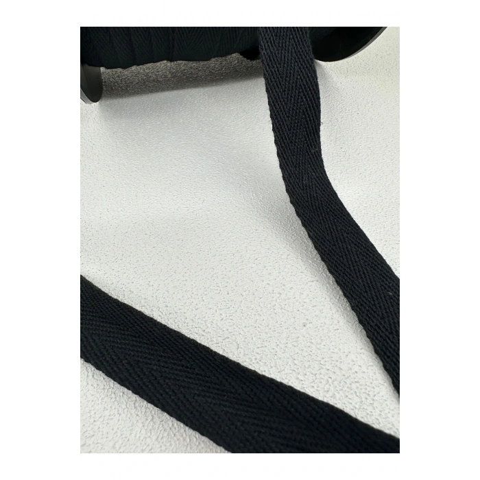 2 cm pamuk balıksırtı şerit-5 metre-siyah/kalın