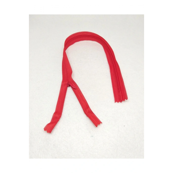 40 cm Gizli Abiye Fermuarı - Kırmızı