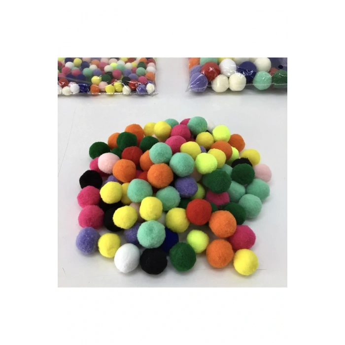 Ponpon Karışık Renkli 1,5 Cm 1 Paket 100 Adet