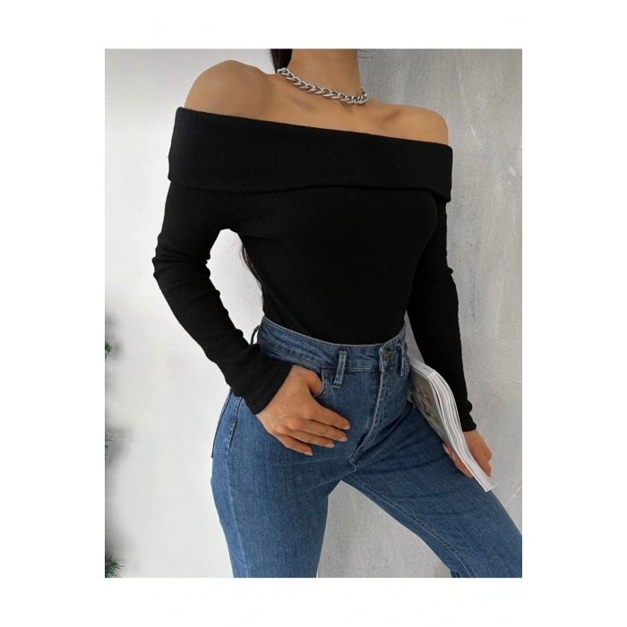 Kadın Madonna Yaka Fitilli Kaşkorse Bluz