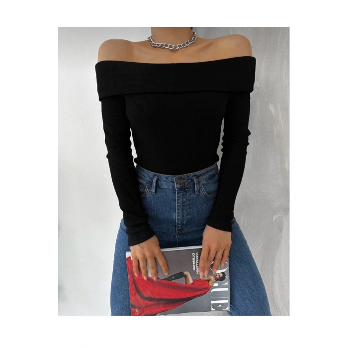 Kadın Madonna Yaka Fitilli Kaşkorse Bluz