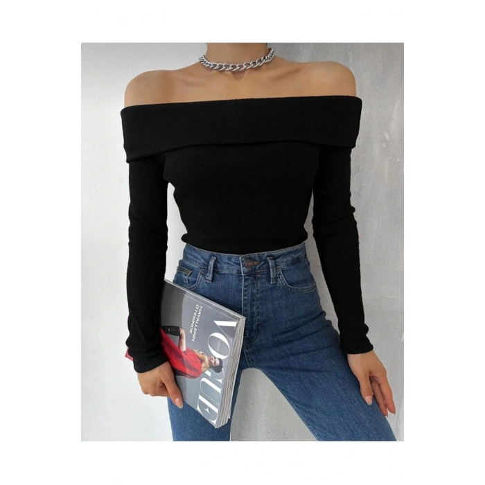 Kadın Madonna Yaka Fitilli Kaşkorse Bluz