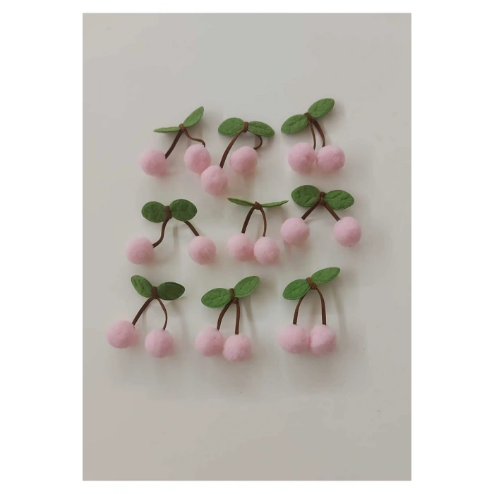 Pembe Ponpon Kiraz Çorap Saç Bandı Paket Dekorasyom Süsleme -6 ADET