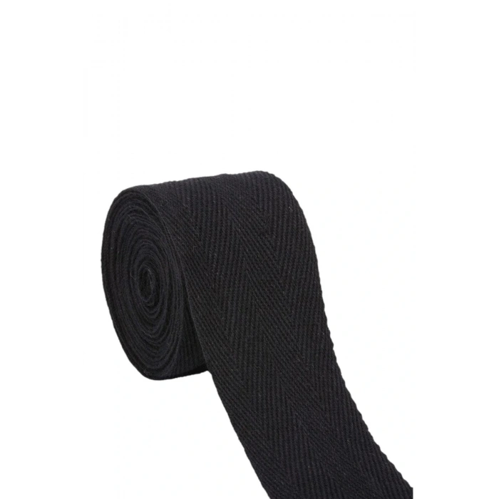 3cm Eninde Dar Dokuma Şerit Siyah Balıksırtı 3 Cm 5 Metre