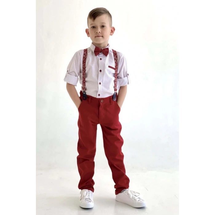 23 Nisan Erkek Çocuk Uzun Kol Gömlek Pantolon Papyon Takım Gösteri Kostüm