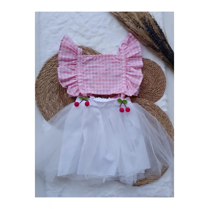 KIZ ÇOCUK CROP, TÜL ETEKLİ TAKIM