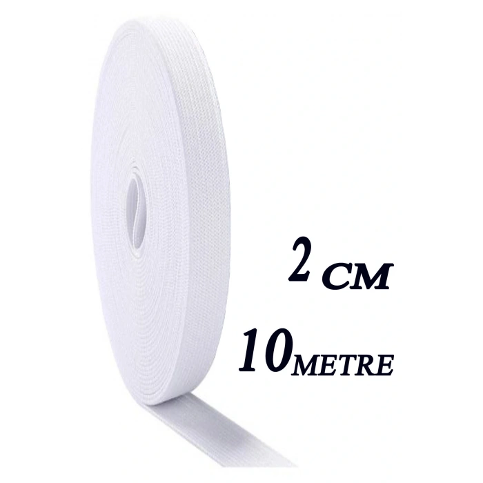 2 Cm 10 M Beyaz Dar Dokuma Bel Paça Don Lastiği Yassı Geniş Lastik Lateks Ürün 1 Adet