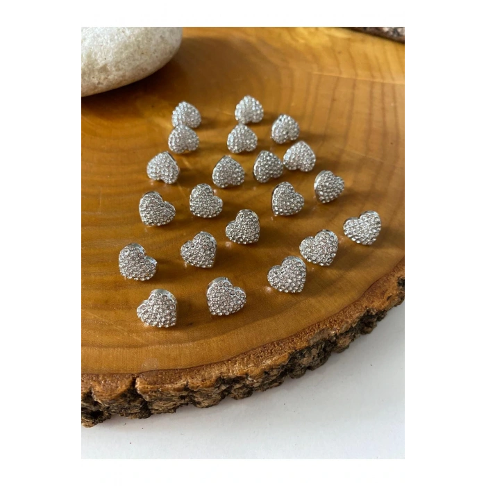 ÖZEL TAŞLI  NİKEL  KALP DÜĞME 12.70 MM (20 BOY) (10 ADET)