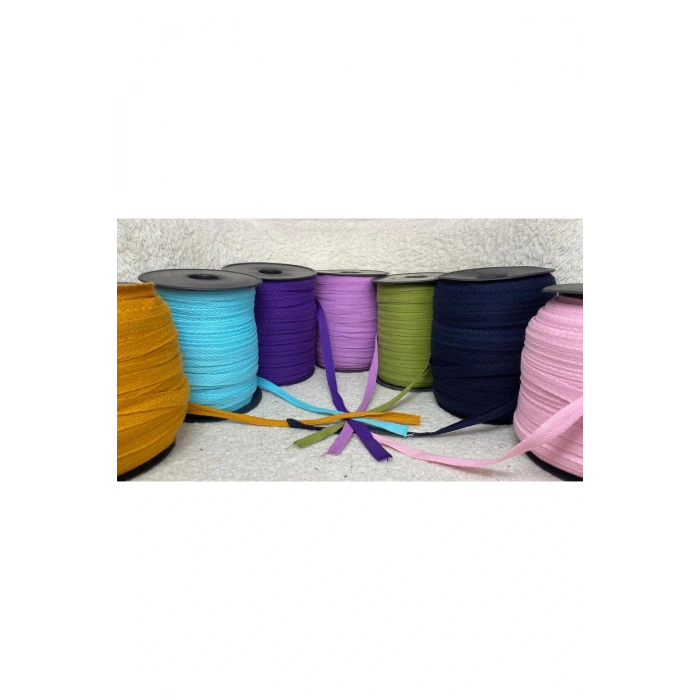 Karışık 1 Cm Eninde 7 Renk Dar Dokuma Şerit Balıksırtı Ekstrafor Şerit ( 7 Renk 21 Metre )