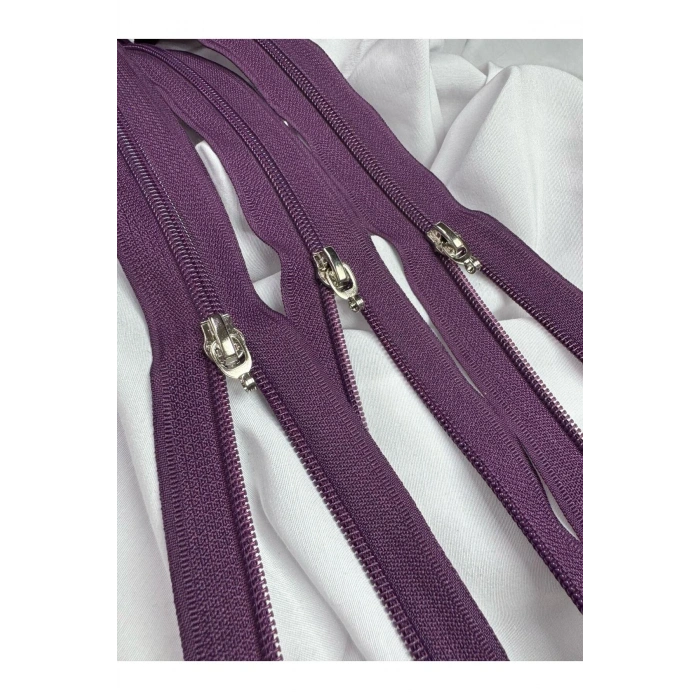 Tip10 Fermuar Patlıcan Moru 5 Adet 68cm