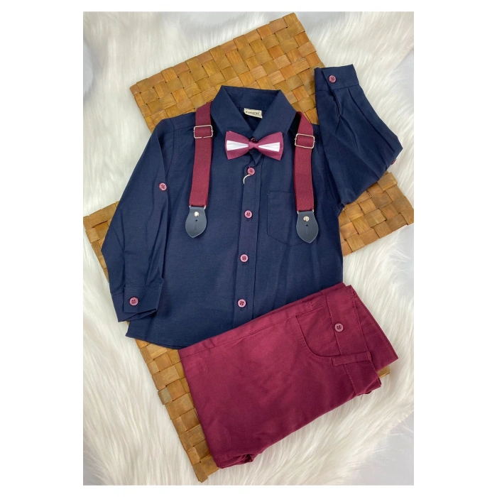 Erkek Çocuk Takım Elbise Papyonlu Ve Slopetli 4lü Set