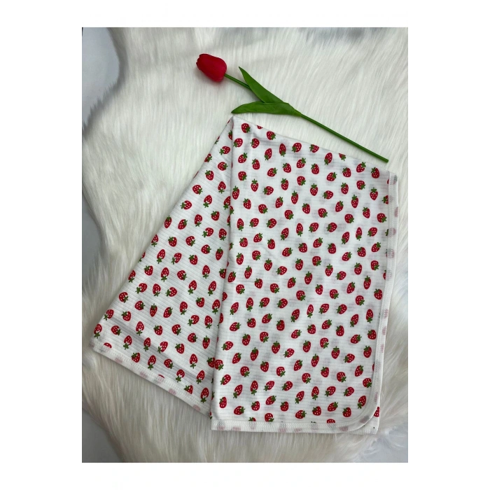 Fitilli Desenli Tek Katlı Bebek Battaniyesi