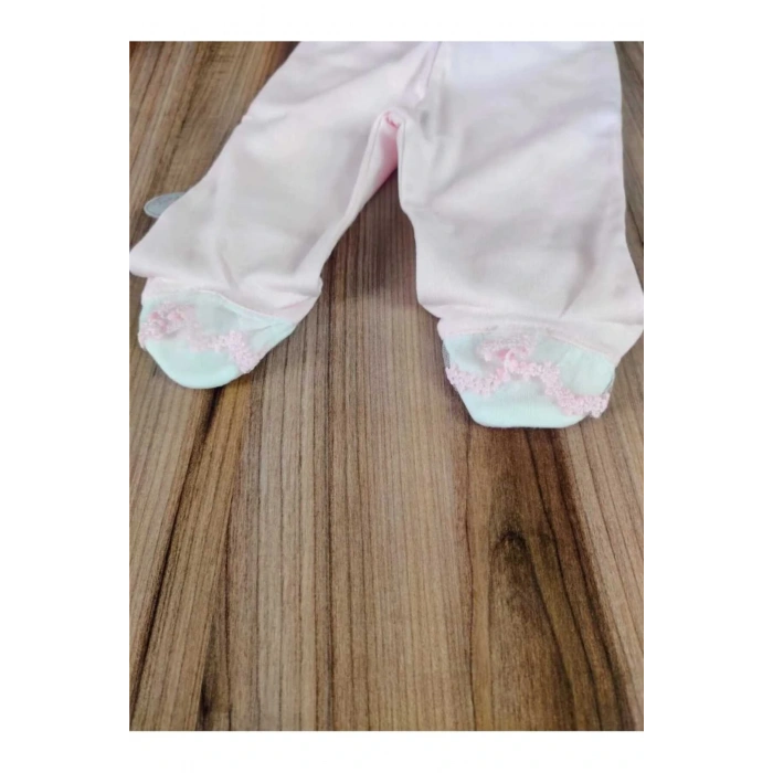 Yenidoğan 5li Hastane Çıkışı %100 Pamuklu Özel Tasarım Nakışlı Mevsimlik Kız Bebek Pembe Hediyelik