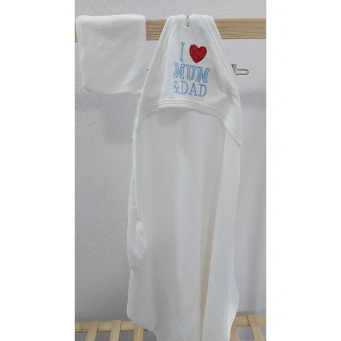 Bebek Havlu Kundak %100 Pamuk- Bebek Banyo Havlusu 75x75cm MUM DAD Desenli Kundak