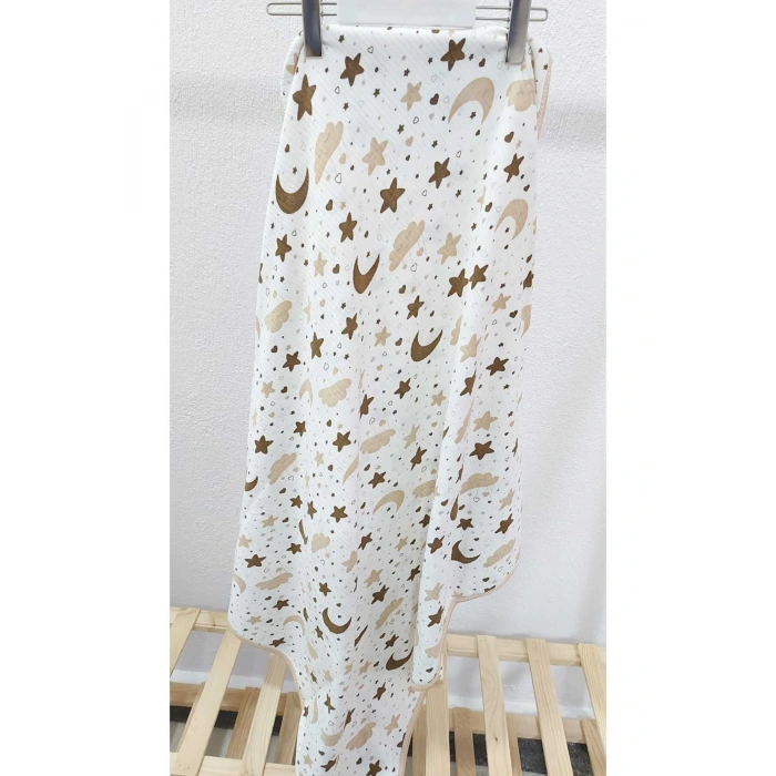 Çift Taraflı İnterlok Örtü & Battaniye AY-YILDIZ DESENLİ %100 Pamuk Oeko-teks Sertifikalı 90 X 75 Cm