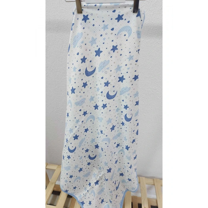 Çift Taraflı İnterlok Örtü & Battaniye AY-YILDIZ DESENLİ %100 Pamuk Oeko-teks Sertifikalı 90 X 75 Cm