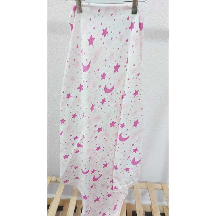 Çift Taraflı İnterlok Örtü & Battaniye AY-YILDIZ DESENLİ %100 Pamuk Oeko-teks Sertifikalı 90 X 75 Cm