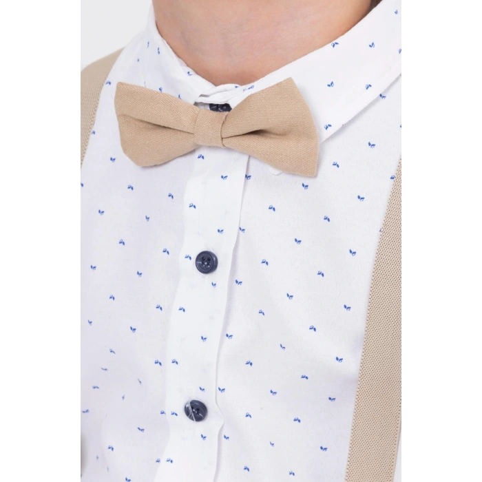 Yaprak Desenli Salopetli Gömlekli Erkek Çocuk Takım