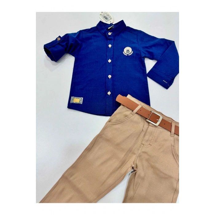 erkek çocuk /katlanır kol /hakim yaka /gömlekli takım/ kemerli hakim yaka gömlekli takım