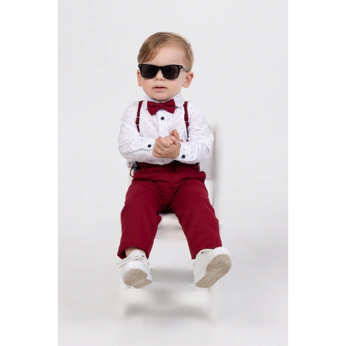 Yaprak Desenli Salopetli 4lü Erkek Çocuk Zıbın Takım