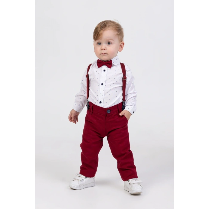 Yaprak Desenli Salopetli 4lü Erkek Çocuk Zıbın Takım