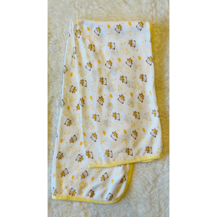 Sarı Tek Katlı Ayıcıklı Kız Erkek Bebek Kundak Battaniye