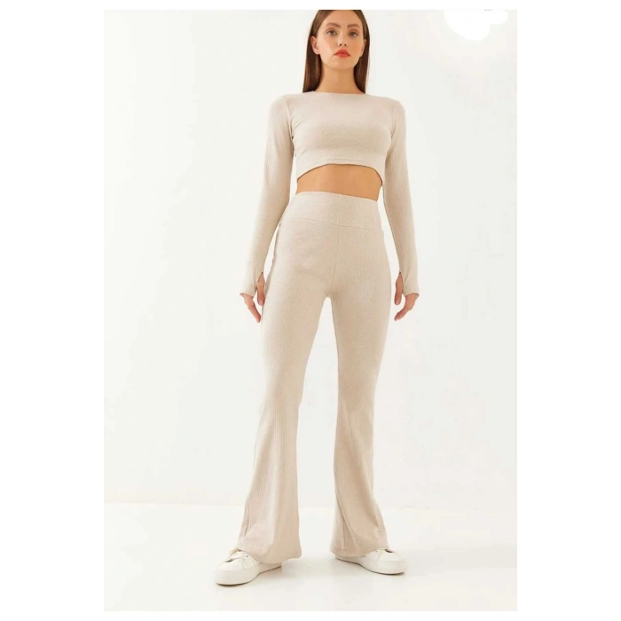 Kadın Raporlu İspanyol Paça Alt-Üst Takım