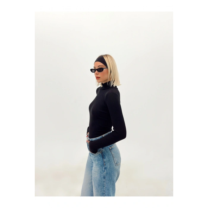 Kadın Düz Renk Balıkcı Yaka Bluz