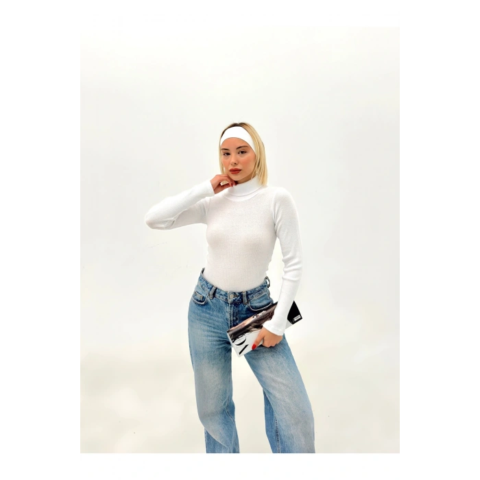 Kadın Düz Renk Balıkcı Yaka Bluz