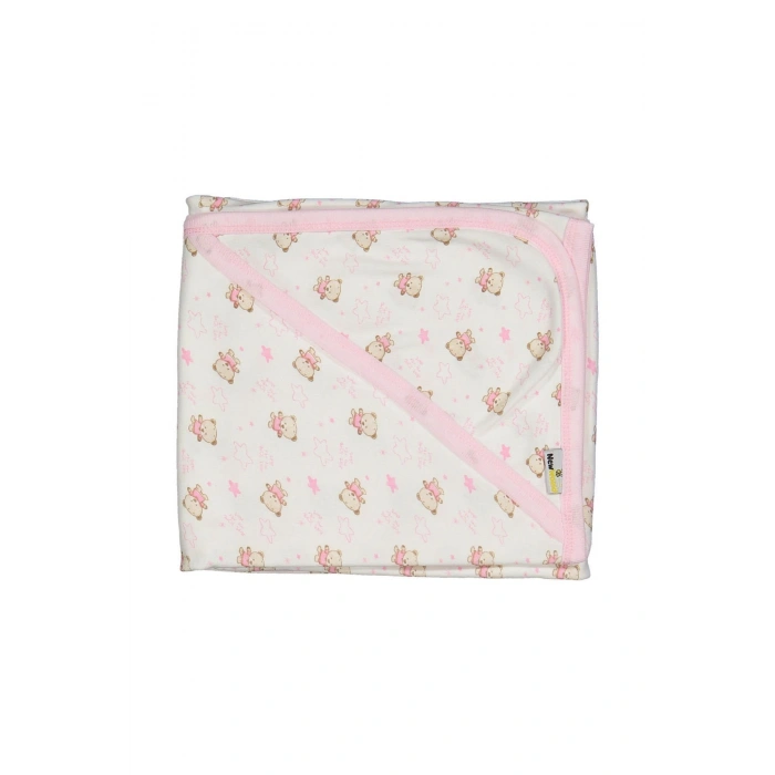 Bebek Tek Kat Kapşonlu Penye Battaniye Kundak 80x90 Cm