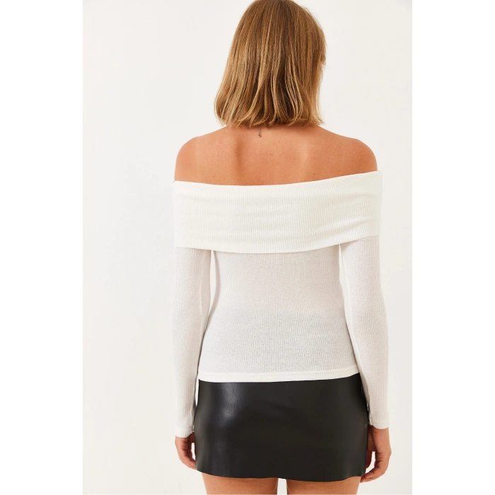 Kadın Madonna Yaka Kaşkorse Bluz