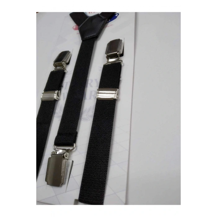 Metal Uçlu Ayarlanabilir Çocuk Pantolon Askısı Siyah