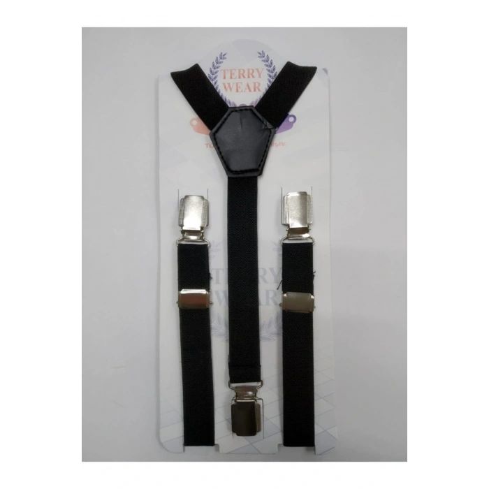 Metal Uçlu Ayarlanabilir Çocuk Pantolon Askısı Siyah