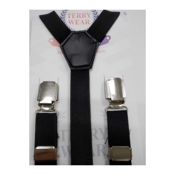 Metal Uçlu Ayarlanabilir Çocuk Pantolon Askısı Siyah