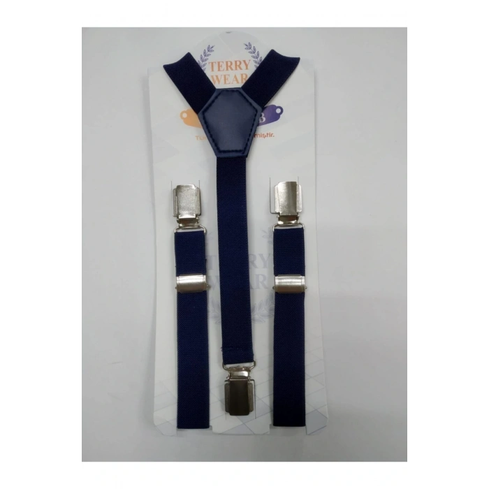 Metal Uçlu Ayarlanabilir Çocuk Pantolon Askısı Lacivert