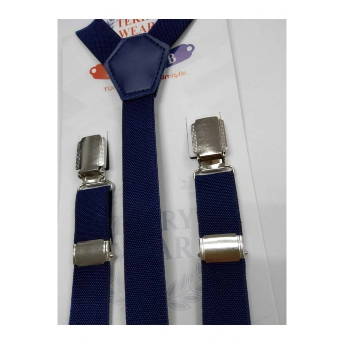 Metal Uçlu Ayarlanabilir Çocuk Pantolon Askısı Lacivert