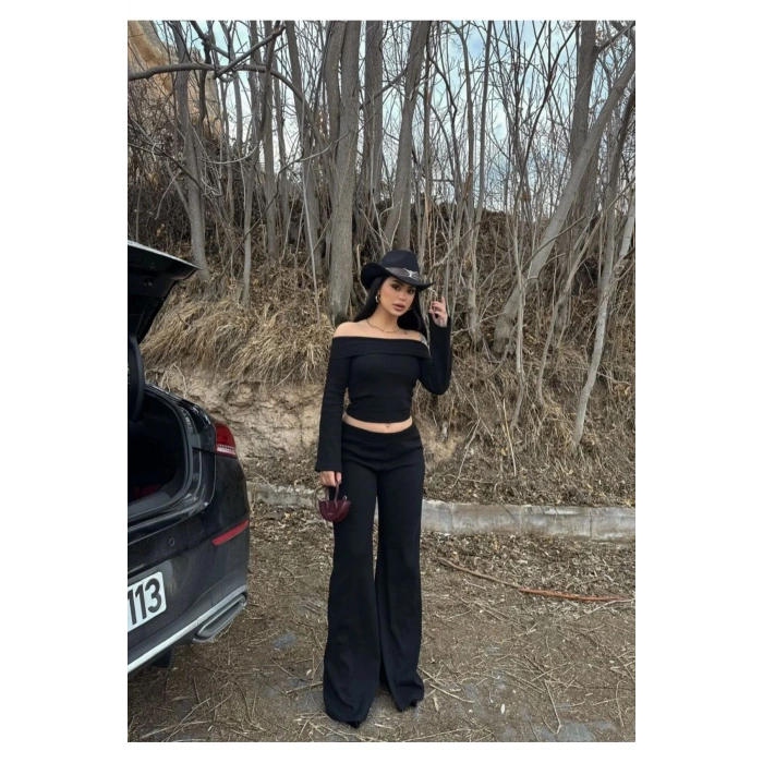 Madonna Yaka Crop Takım Kaşkorse Kumaş Standart Beden