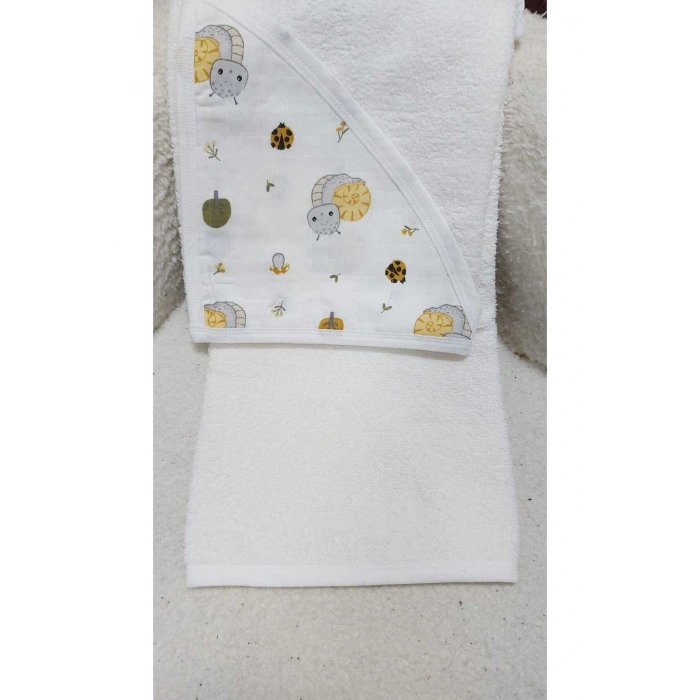 Müslin Başlıklı Bebek Havlu Kundak %100 Pamuk- Bebek Banyo Havlusu