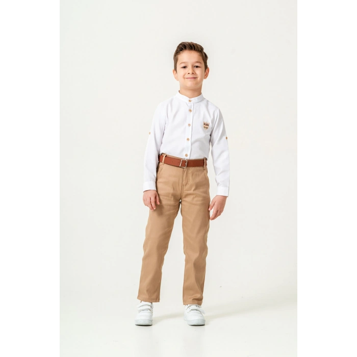 erkek çocuk / uzun kol hakim yaka / gömlek pantolon/ kemerli erkek takım