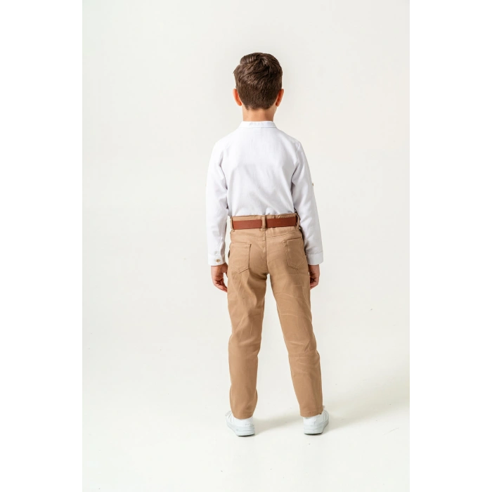 erkek çocuk / uzun kol hakim yaka / gömlek pantolon/ kemerli erkek takım