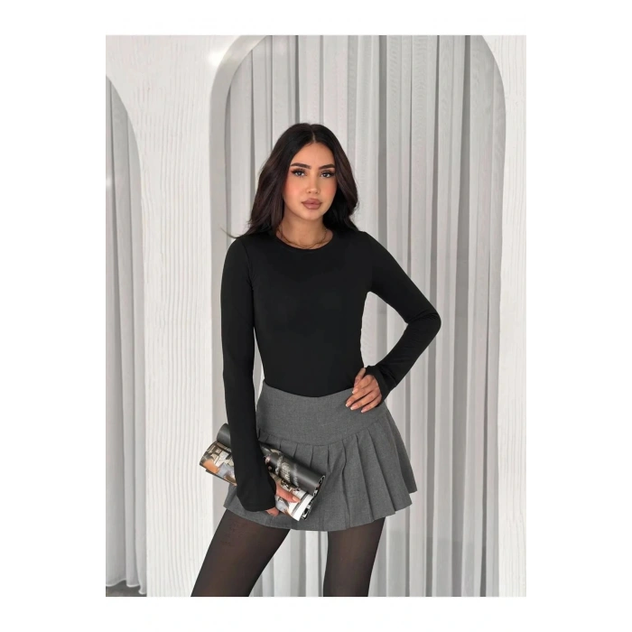 Bisiklet Yaka Parmak Geçmeli Body Dalgıç Premium Kumaş