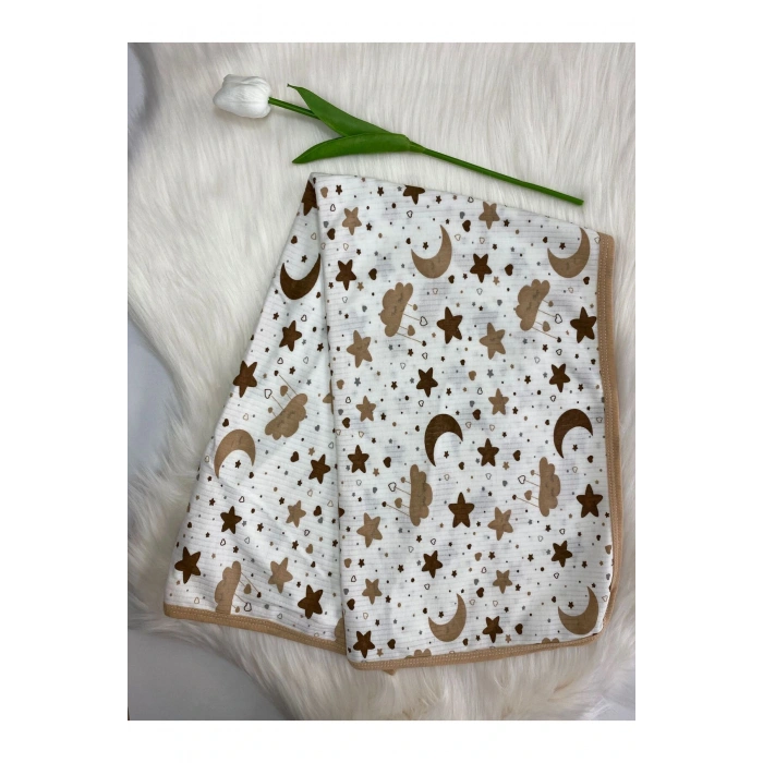 Fitilli Desenli Tek Katlı Bebek Battaniyesi