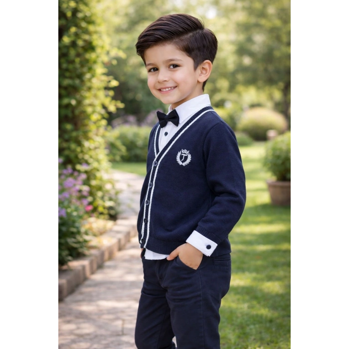 Erkek Çocuk Hırka Gömlek Pantolon Takım