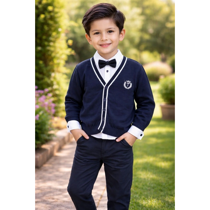 Erkek Çocuk Hırka Gömlek Pantolon Takım