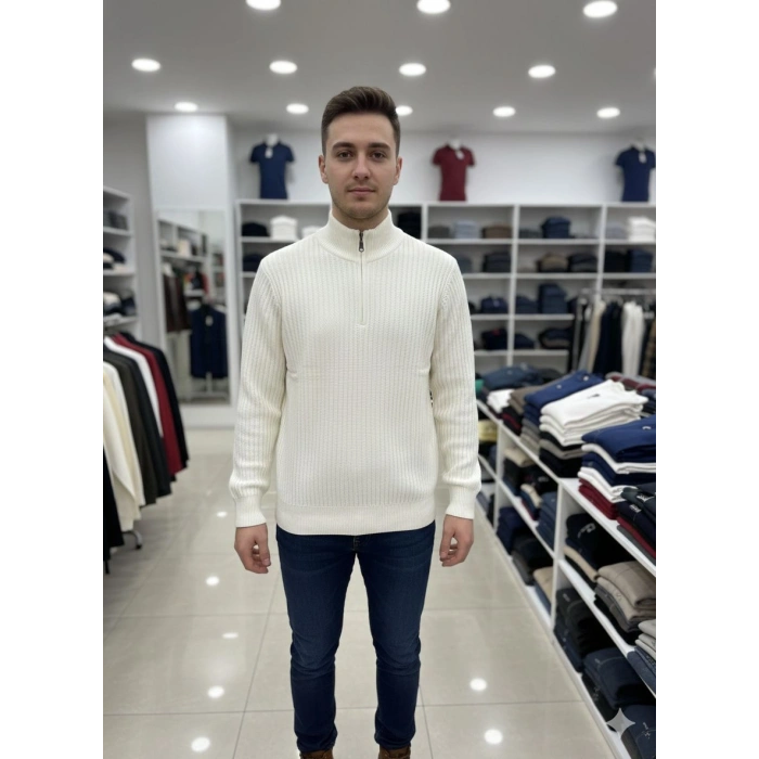 Fitilli Fermuarlı Triko Kazak